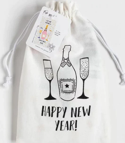 Новогодний набор в мешочке "Happy New Year" полотенце 40х73см, формочки для запекания 3 шт