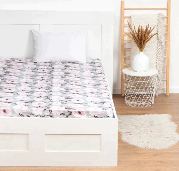 Простыня на резинке Этель 140х200х25 см, Peonies, 100% хлопок, поплин,125 г/м2