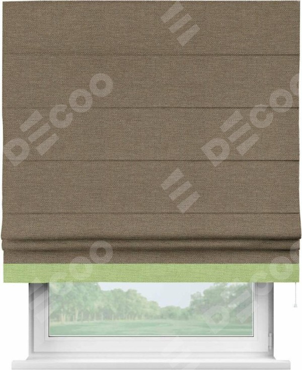 Римская штора «Кортин» с кантом Джестер, для проема, ткань лён светло-коричневый
