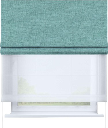 Римская штора «Кортин», рогожка димаут аквамариновый крайола, день-ночь