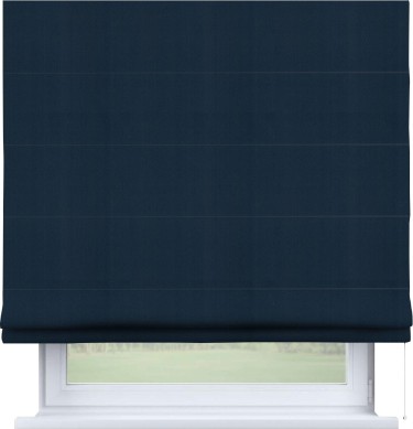 Римская штора «Кортин» для проема, ткань блэкаут однотонный, синий