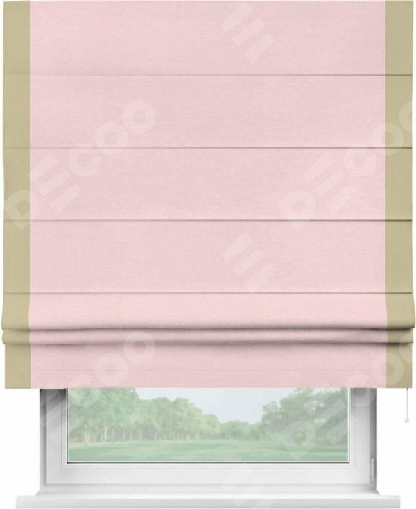 Римская штора «Кортин» с кантом Стрим Дуо, для проема, ткань блэкаут однотонный розовый