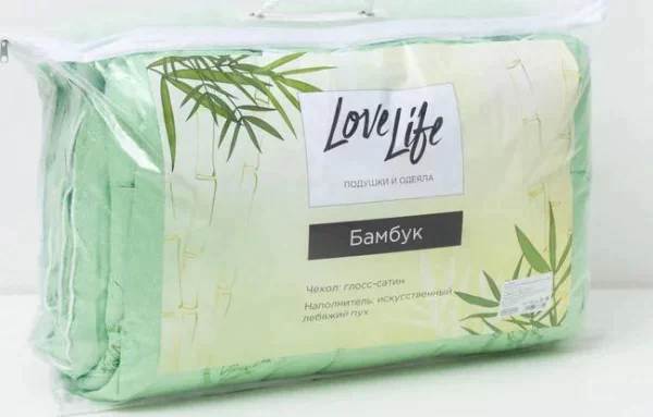 Одеяло LoveLife 220*200 см Бамбук, глосс-сатин, п/э 100%, 450 гр/м2
