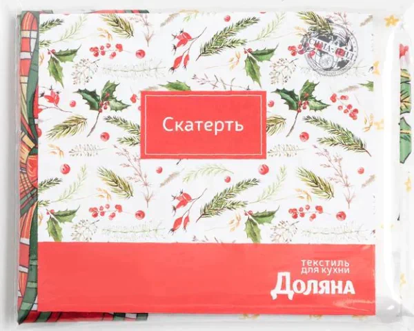 Скатерть Доляна "Счастливого Нового года" 145*300 +/- 2 см, 100% п/э