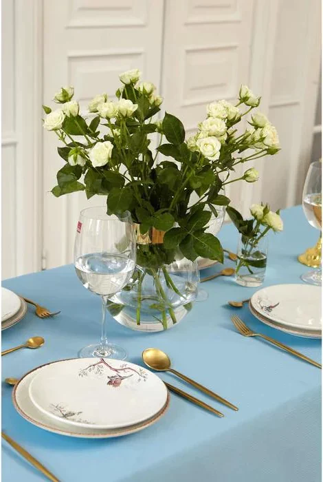 Скатерть Этель Elegance 150*110 +/-3см, цв.серо-синий, пл. 192 г/м2, хл с ВГМО