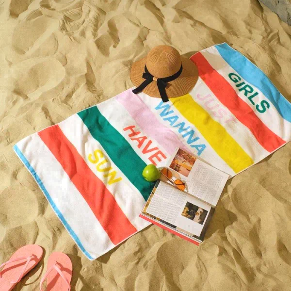 Полотенце пляжное Этель "Girls wanna have sun" 70*140 см,100%п/э,250гр/м2,