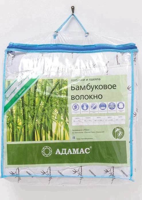 Одеяло всесезонное Адамас "Бамбук", размер 140х205 ± 5 см, 300гр/м2, чехол тик, цвет микс