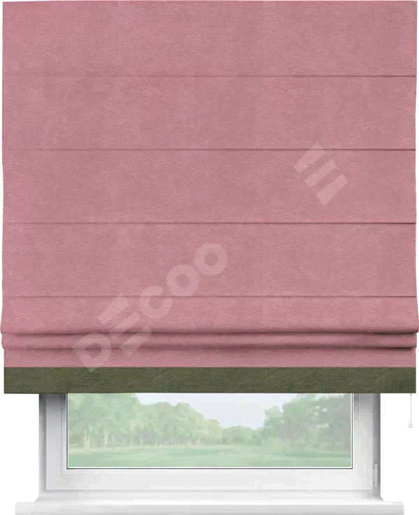 Римская штора «Кортин» с кантом Джестер, для проема, ткань софт однотонный розовый