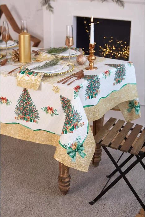 Скатерть  Этель "Golden Christmas" скатерть 150*220 +/-3см с ГМВО, 100%хл, 190г/м2