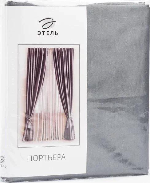 Штора портьерная "Этель" ширина 135 см, высота 250 см, цвет серый