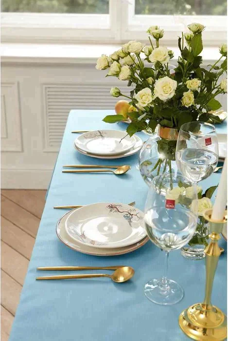 Скатерть Этель Elegance 150*300 +/-3см, цв.серо-синий, пл. 192 г/м2, хл с ВГМО