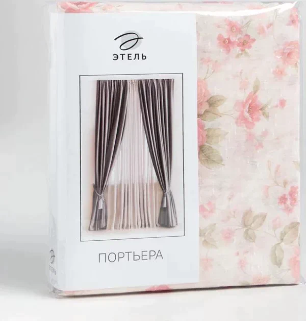 Штора тюлевая "Этель" 250х270 см Пионы без утяжелителя, 100% п/э