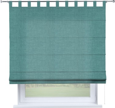 Римская штора на петлях «Кортин», ткань лён бирюза