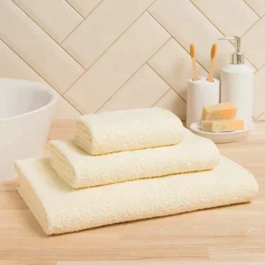 Полотенце махровое Экономь и Я 50*90см, цв. молочный, 100% хлопок, 350 гр/м2