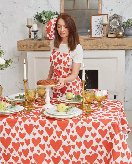 Скатерть "Этель" Red hearts 149х110см, 100% хл, саржа 190 г/м2