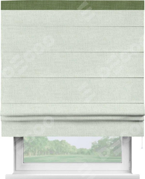 Римская штора «Кортин» для проёма, лён топлёное молоко, с кантом Кинг