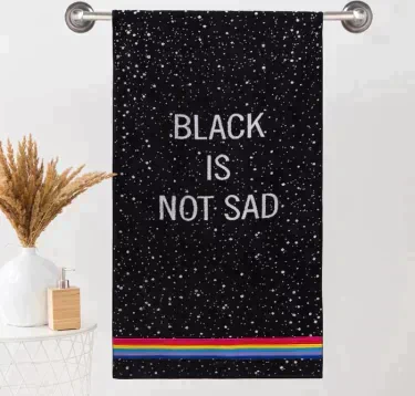 Полотенце махровое Этель ЧБ «Black is not sad», пестроткань, 70х130 см