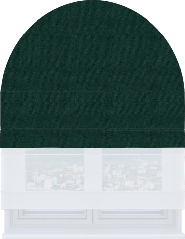 Римская штора «Кортин» день-ночь для арочного проёма, ткань cotton блэкаут изумруд