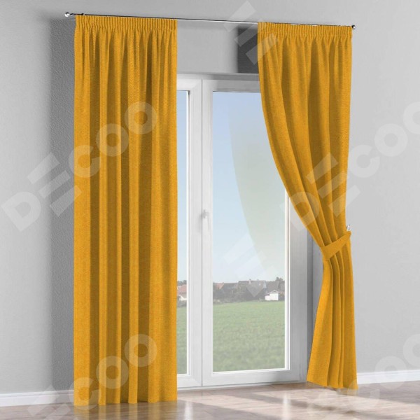 Комплект штор на тесьме «Карандаш», твид блэкаут медово-желтый