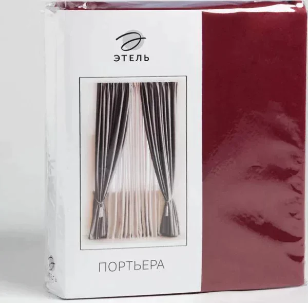Штора портьерная Этель 135х250, цвет бордовый, блэкаут, 100% п/э