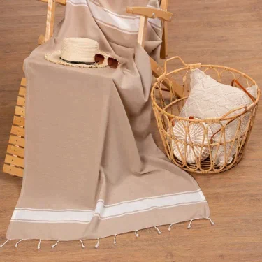 Полотенце для ванны Пештемаль Love Life "Cotton Foutah"90х170см,220г/м,80%хл, 20% п/э, мокко   73643