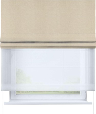 Римская штора день-ночь, софт однотонный бежевый лайт