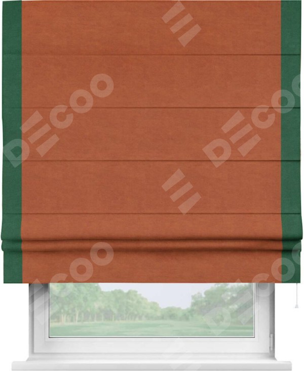 Римская штора «Кортин» с кантом Стрим Дуо, для проема, ткань вельвет терракотовый