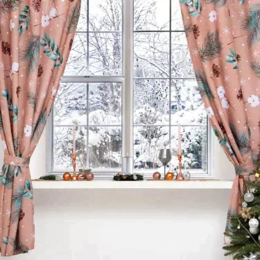Комплект штор д/кухни с подхватами Этель Fir branches, 145х180 см - 2 шт, габардин