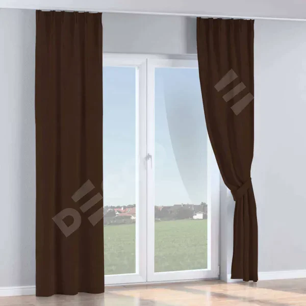 Комплект штор на тесьме «Кустик», блэкаут однотонный тёмно-коричневый