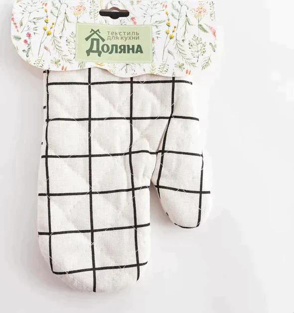 Варежка Доляна "Клетка" цв.белый 26*16 см, 100% п/э