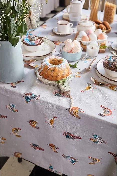 Скатерть пасхальная, Этель Chicken Ranch 110х147 см, 100% хлопок, репс 210 г/м2
