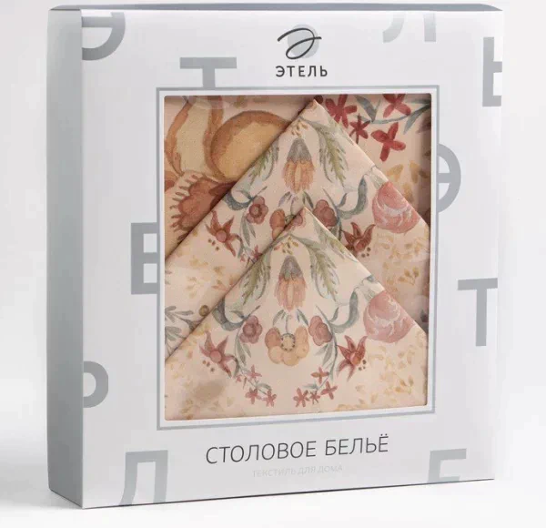 Скатерть Этель Floral pattern d=219 см с ГМВО, 100% хл, саржа 190 гр/м2