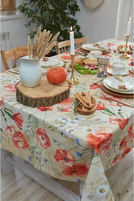 Скатерть Маки 110х147 см, 100% хл, рогожка 160 гр/м2