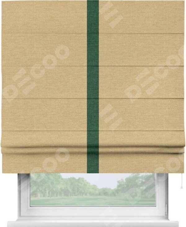 Римская штора «Кортин» с кантом Хайвэй, для проема, ткань лён темно-бежевый