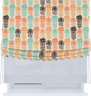 Римская штора «Кортин», день-ночь с мягкими складками, «Бархатные цветы»