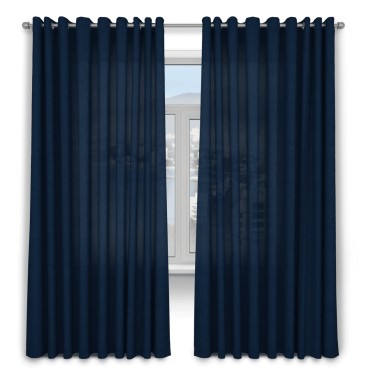 Шторы на люверсах ткань вельвет тёмно-синий