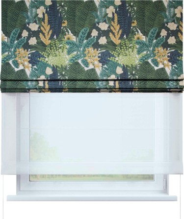 Римская штора «Кортин» день-ночь, ткань «Джунгли»