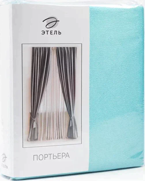 Штора портьерная "Этель" ширина 200 см, высота 250 см, цвет бирюзовый, глянцевая
