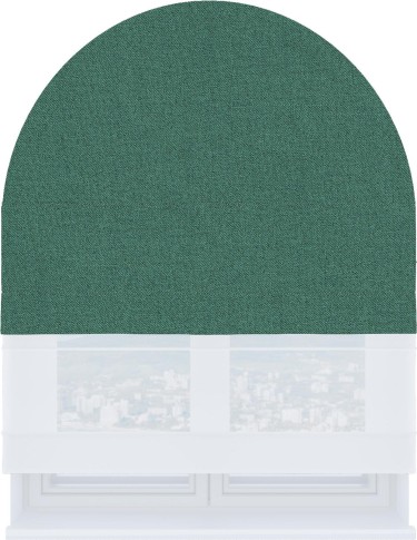 Римская штора «Кортин» день-ночь для арочного проёма, лён блэкаут бирюзовый