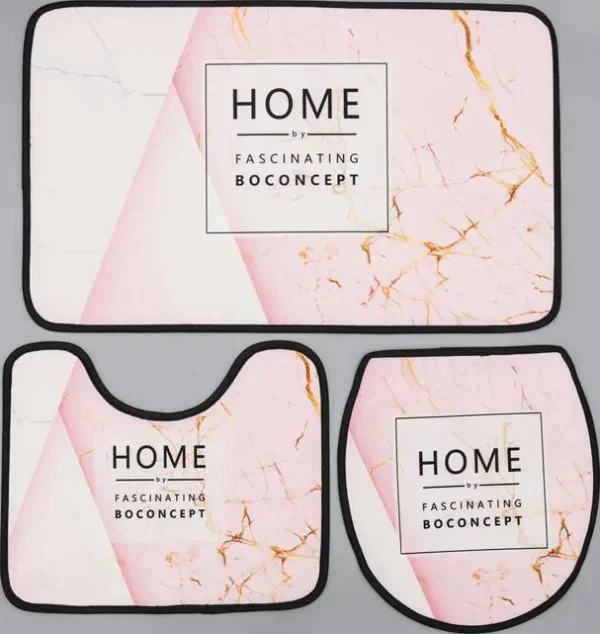 Набор ковриков для ванны и туалета Доляна Home, 3 шт: 50×80, 45×50, 38×43 см, цвет розовый