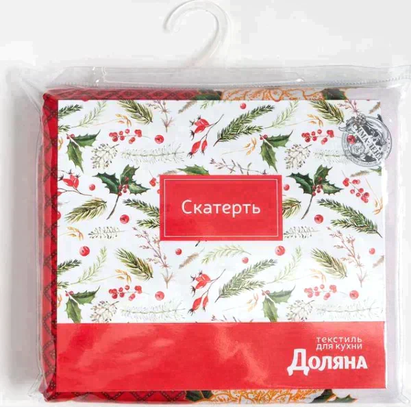 Скатерть Доляна «Новый год: Процветания в Новом году» 110×145 см, 100% п/э
