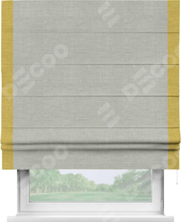 Римская штора «Кортин» с кантом Стрим Дуо, для проема, ткань лён серый
