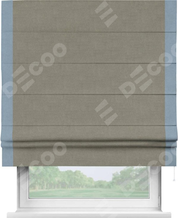 Римская штора «Кортин» с кантом Стрим Дуо, для проема, лён блэкаут шампань