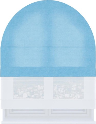 Римская штора «Кортин» день-ночь для арочного проёма, ткань вельвет голубой