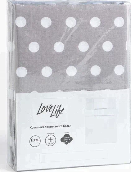 КПБ "LoveLife" 1.5 сп Горох 147*210,150*215,50*70 -1 шт, 100% хлопок, бязь 120 г/м2