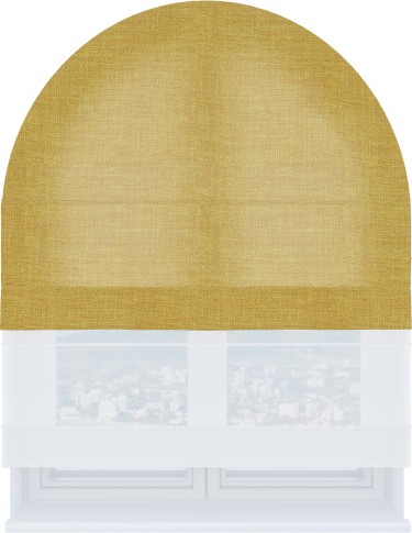 Римская штора «Кортин» день-ночь для арочного проёма, ткань лён горчичный