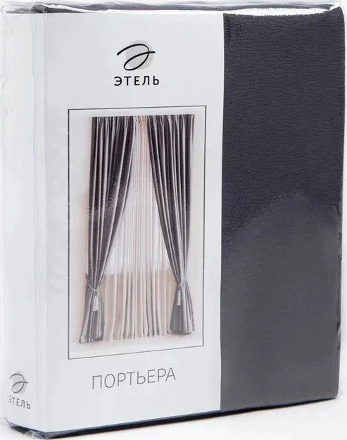 Штора портьерная "Этель" ширина 200 см, высота 250 см, цвет серый, матовая