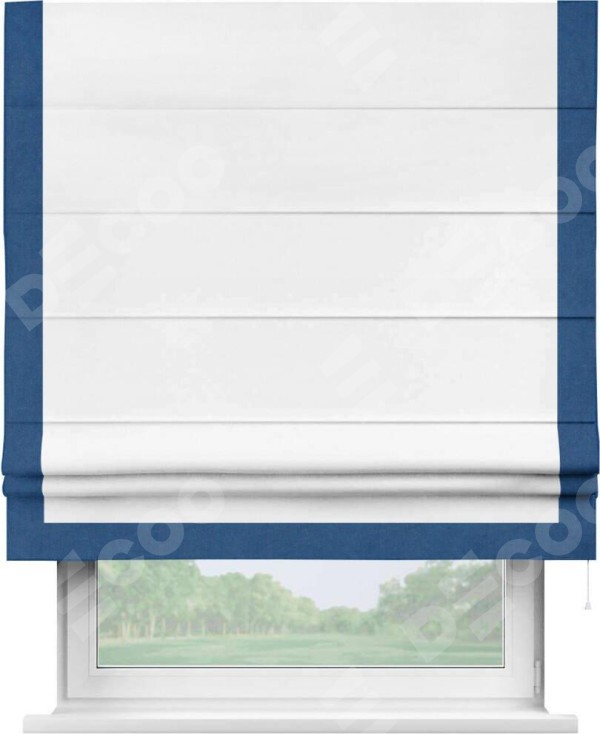 Римская штора «Кортин» с кантом Виктория, для проема, ткань вельвет белый