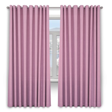 Шторы на люверсах ткань лён димаут, розовый