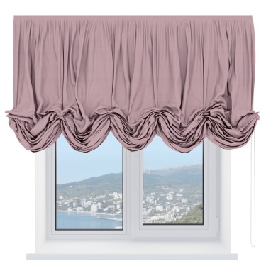 Австрийская штора «Кортин», ткань вельвет розовая пудра